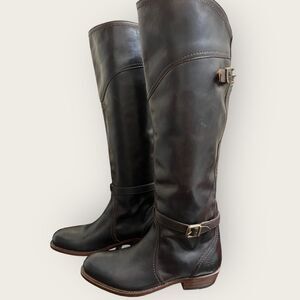 Frye Women's Over-the-Knee Leather Riding Boots in Dark Brown
